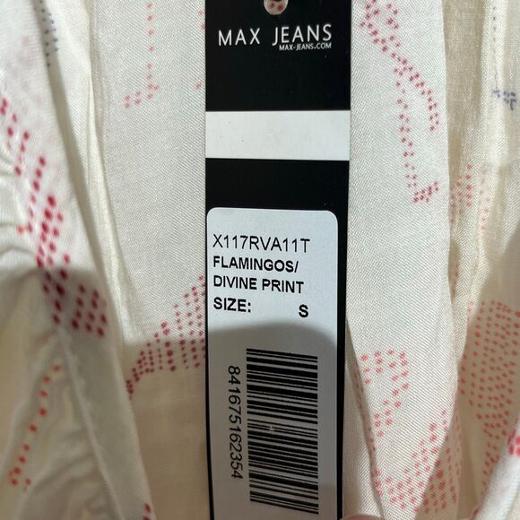 Max Jeans Multicolor Tassel Tie Neck Cold Shoulder Long Sleeve Blouse Small NWT - Picture 4 of 11